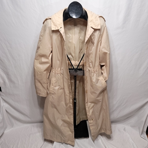 VINTAGE 1960's ALLIGATOR LACOSTE Full-Fit Utility Hooded Belted Trech Coat Sz L - Picture 11 of 12